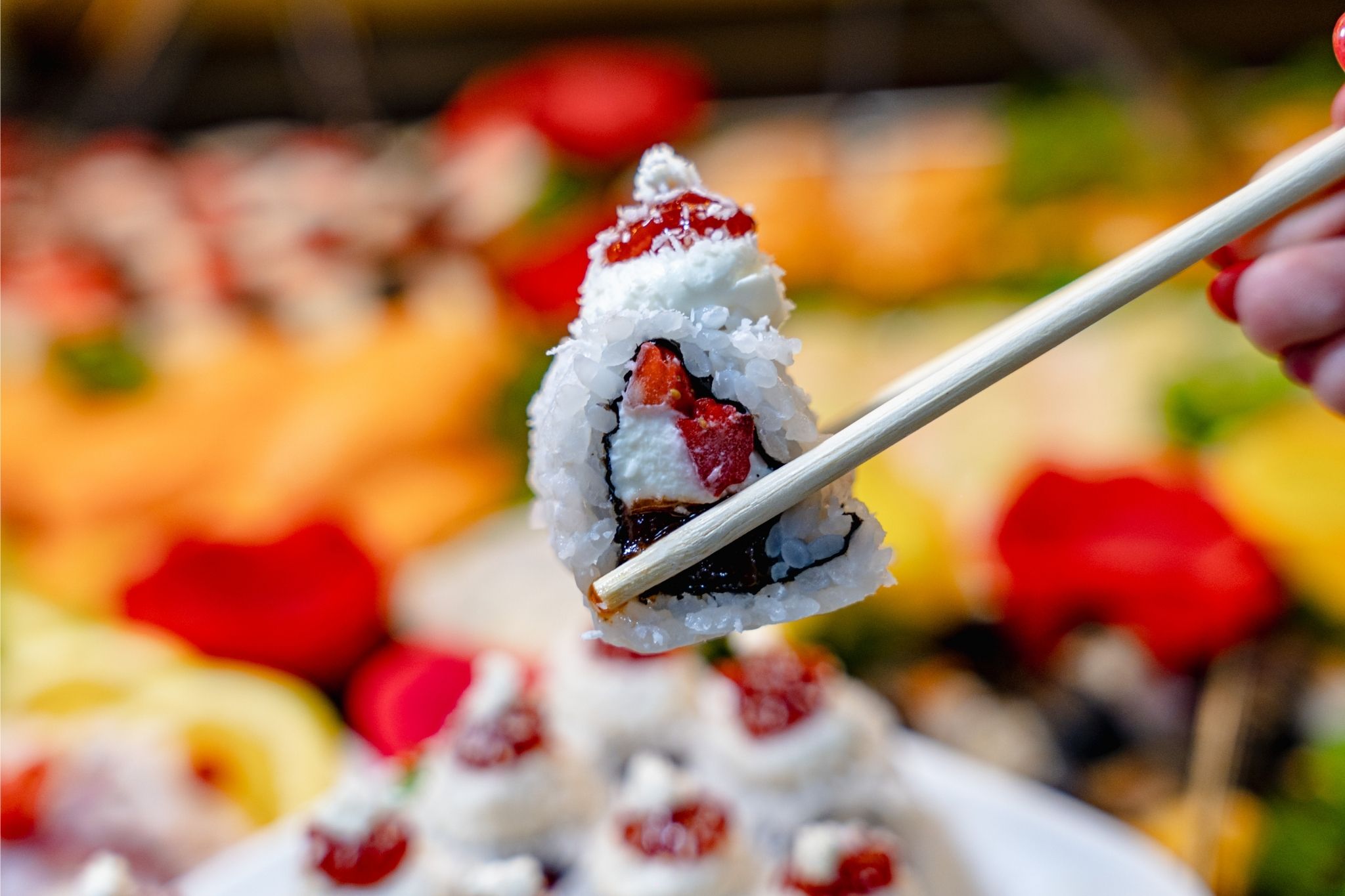Sushi fresco incluso no buffet da Churrascaria Boi Dourado Curitiba